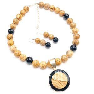 Jay King Mine Finds DTR Sterling Silver Picture Jasper Black Onyx 18 In Necklace